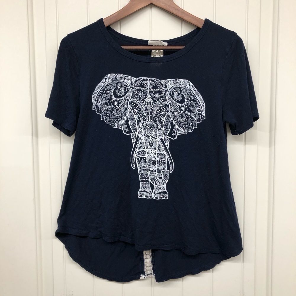 Mccnchild elephant rhinestone and lace tee shirt L